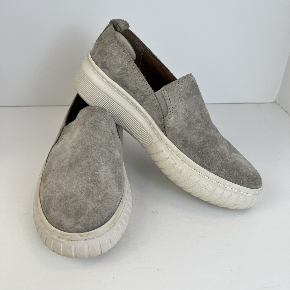 Sofft Piper Women's Suede Leather Taupe Tan Beige Slip On Platform Sneaker 6.5